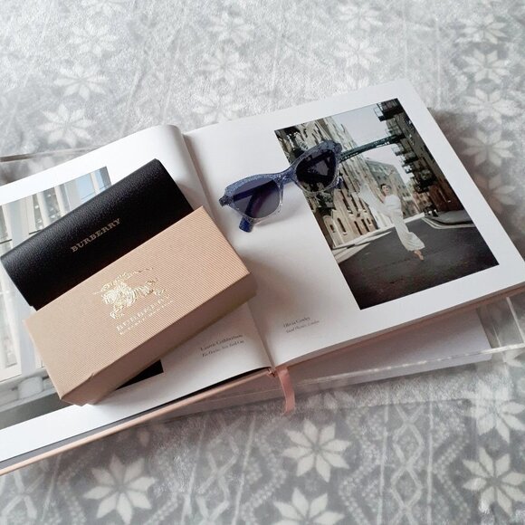 NWOT Burberry blue glitter square cat eye sunglasses - Picture 6 of 14